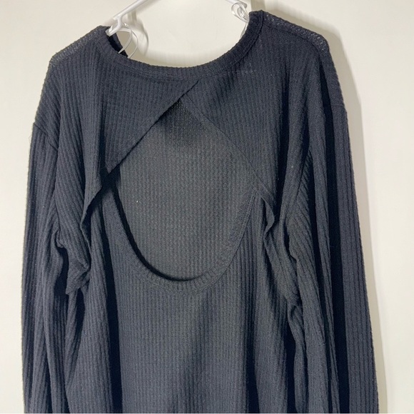 NEW Lulus Jack of All Trades Open Back Waffle Knit Black Top Size Medium - Picture 8 of 9